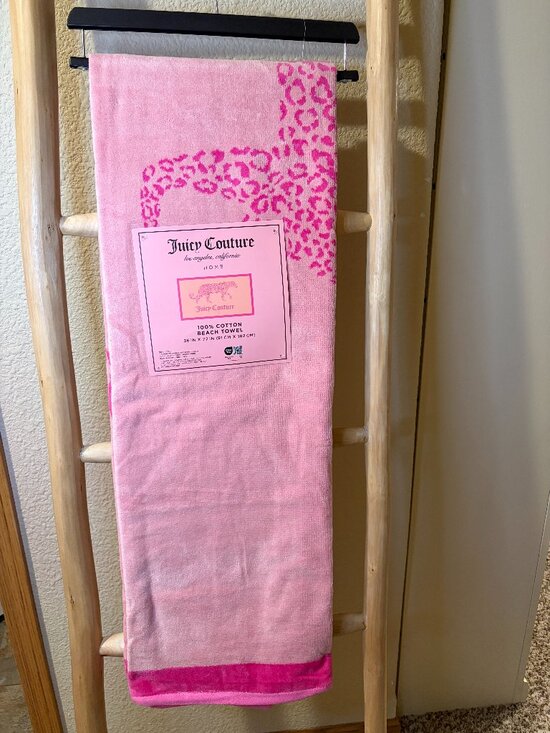 Juicy Couture Other - Juicy Couture Pink Leopard Beach Towel Cotton Pool Towel 36x72 NWT